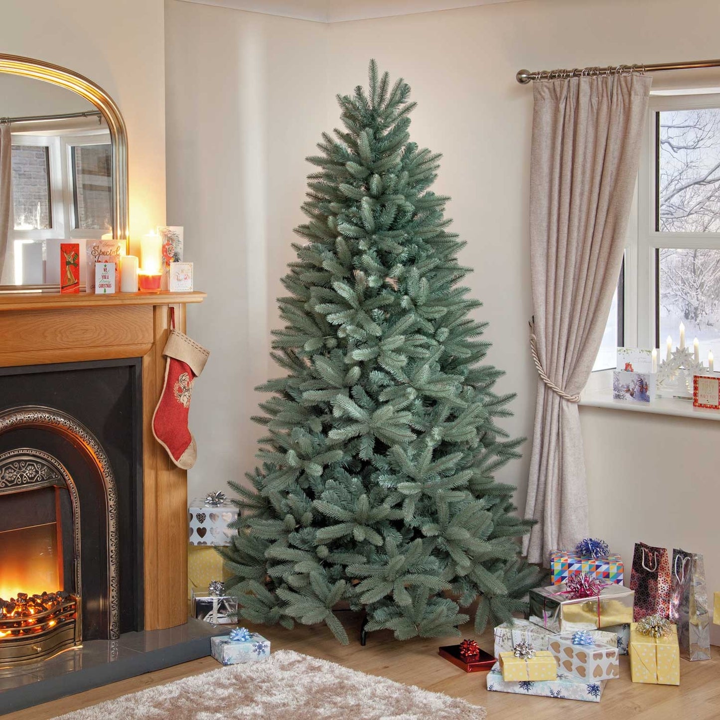 7ft Blue/Green Louise Fir Luxury Premium PE Christmas Tree