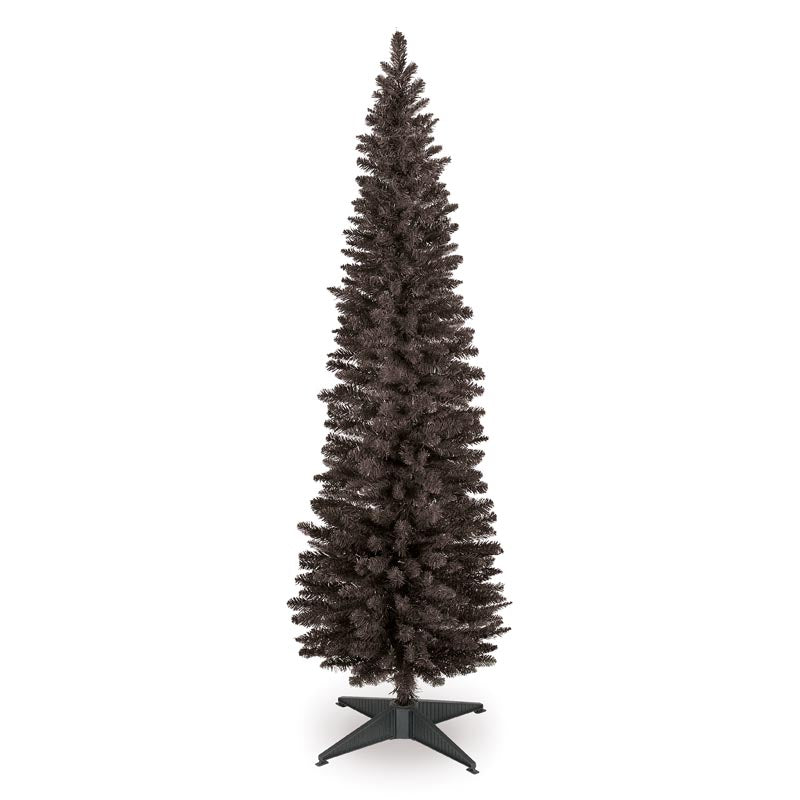 210cm Black Pencil Pine Slim Christmas Tree with Plastic Stand
