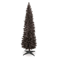 210cm Black Pencil Pine Slim Christmas Tree with Plastic Stand