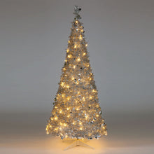 6ft Silver "Pre-Lit Pop-Up" Holly Tree With 200 Warm White LEDs