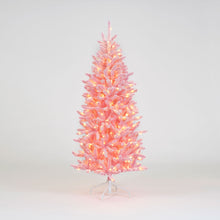 6ft/180cm Pre-Lit Pink Flocked Tree With 300 Warm White LEDS 709 Tips