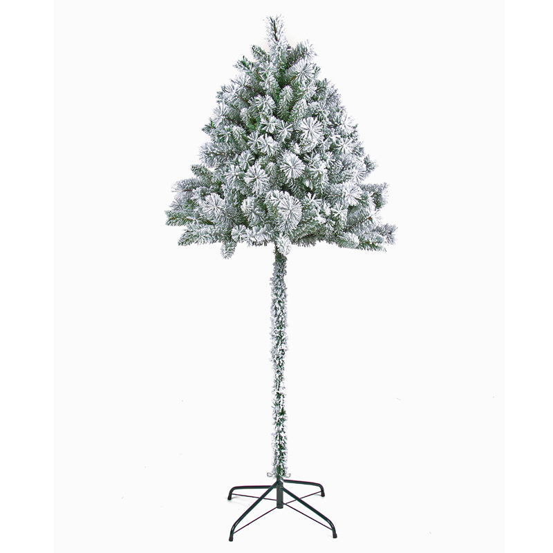 210cm Flocked Half Christmas Tree with Hinged branches and Mixed Needles