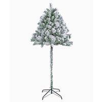 210cm Flocked Half Christmas Tree with Hinged branches and Mixed Needles