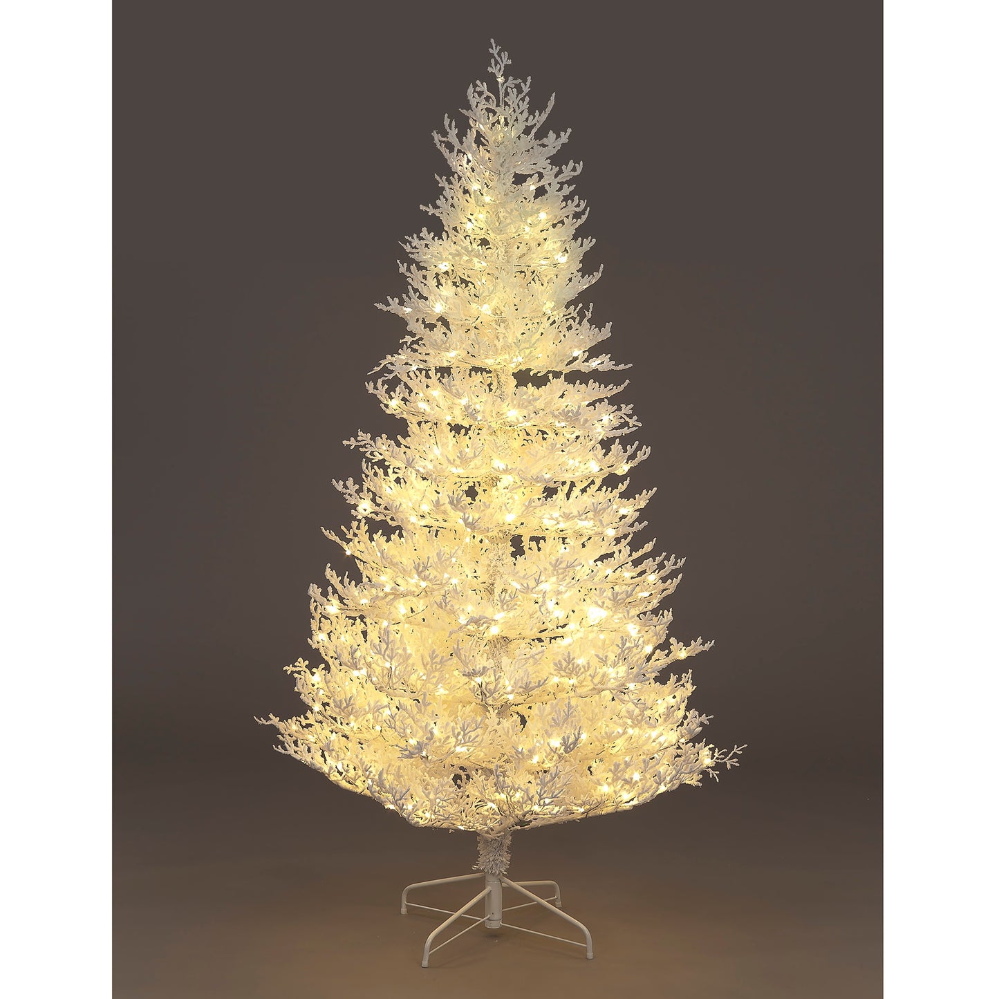 210cm Pre-Lit Saxon Snow Pine 400 Warm White LEDs PE Christmas Trees