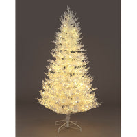 210cm Pre-Lit Saxon Snow Pine 400 Warm White LEDs PE Christmas Trees