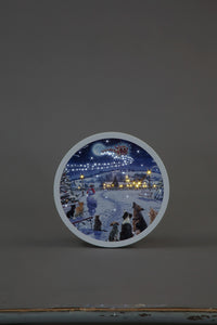 Battery Operated Fibre Optic Round Wall Art Featuring Cats and Dogs In Park