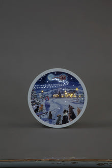 Battery Operated Fibre Optic Round Wall Art Featuring Cats and Dogs In Park