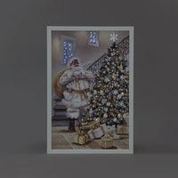 Battery Operated Fibre Optic 40x60cm Gold Santa Delivering Canvas /Remote Christmas Decoration