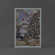 Battery Operated Fibre Optic 40x60cm Gold Santa Delivering Canvas /Remote Christmas Decoration