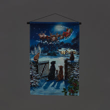 Battery Operated Fibre Optic Cats & Dogs Watching Santa Christmas Tapestry (40x60cm)