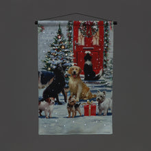 Battery Operated Fibre Optic Christmas Tapestry Dogs Frolicking (40x60cm)