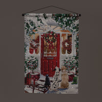 Battery Operated Fibre Optic 40x60cm Tapestry Red Door Remote Christmas Decoration