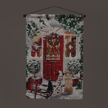 Battery Operated Fibre Optic 40x60cm Tapestry Red Door Remote Christmas Decoration