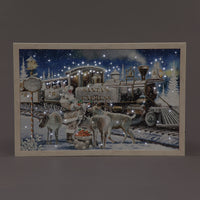 Battery Operated Fibre Optic 40x60cm Framed Canvas Santa Express White Remote Christmas Decoration