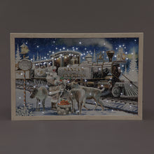 Battery Operated Fibre Optic 40x60cm Framed Canvas Santa Express White Remote Christmas Decoration