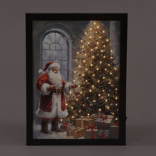 Battery Operated Fibre Optic 30x40cm Framed Canvas Santa & Tree Christmas Decoration