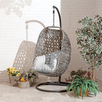 Brampton Cocoon Chair With Grey Cushion and Brown Rattan