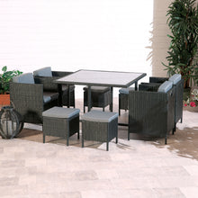 Quebec Outdoor Black Dining Rattan Cube Garden Set with 8 Seats