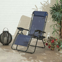 Suntime Royale Zero Gravity Sun Lounger with Cup Holder – Royal Blue Texteline Garden Relaxer Chair