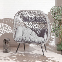 Naples Double Standing Garden Chair Rattan with Grey Cushions