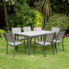 Adrano 160cm 6 Seat Poly Lumber Outdoor Aluminium Stacking Dining Garden Collection