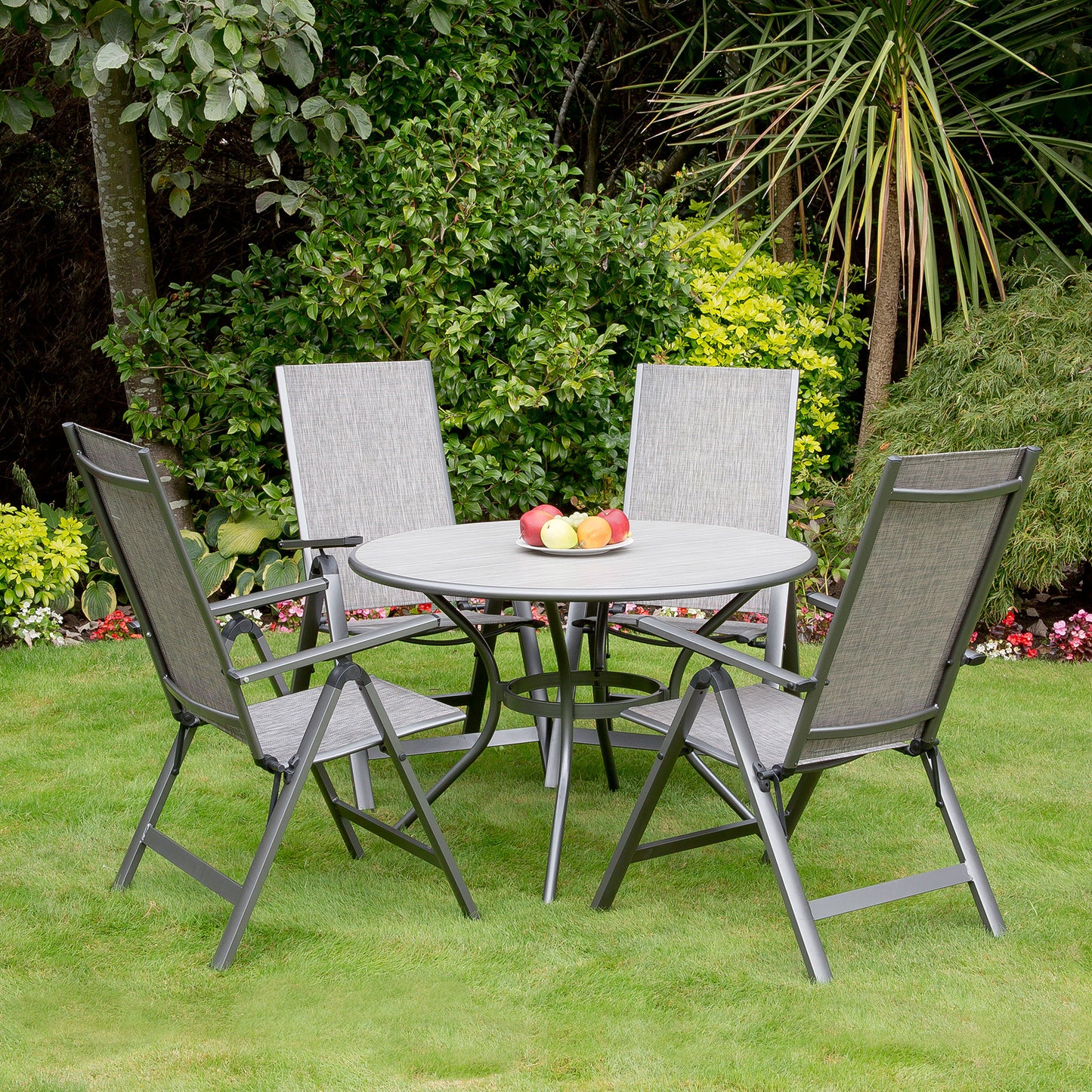 Adrano 110cm 4 Seat Reclining Poly Lumber Outdoor Aluminium Dining Garden Collection