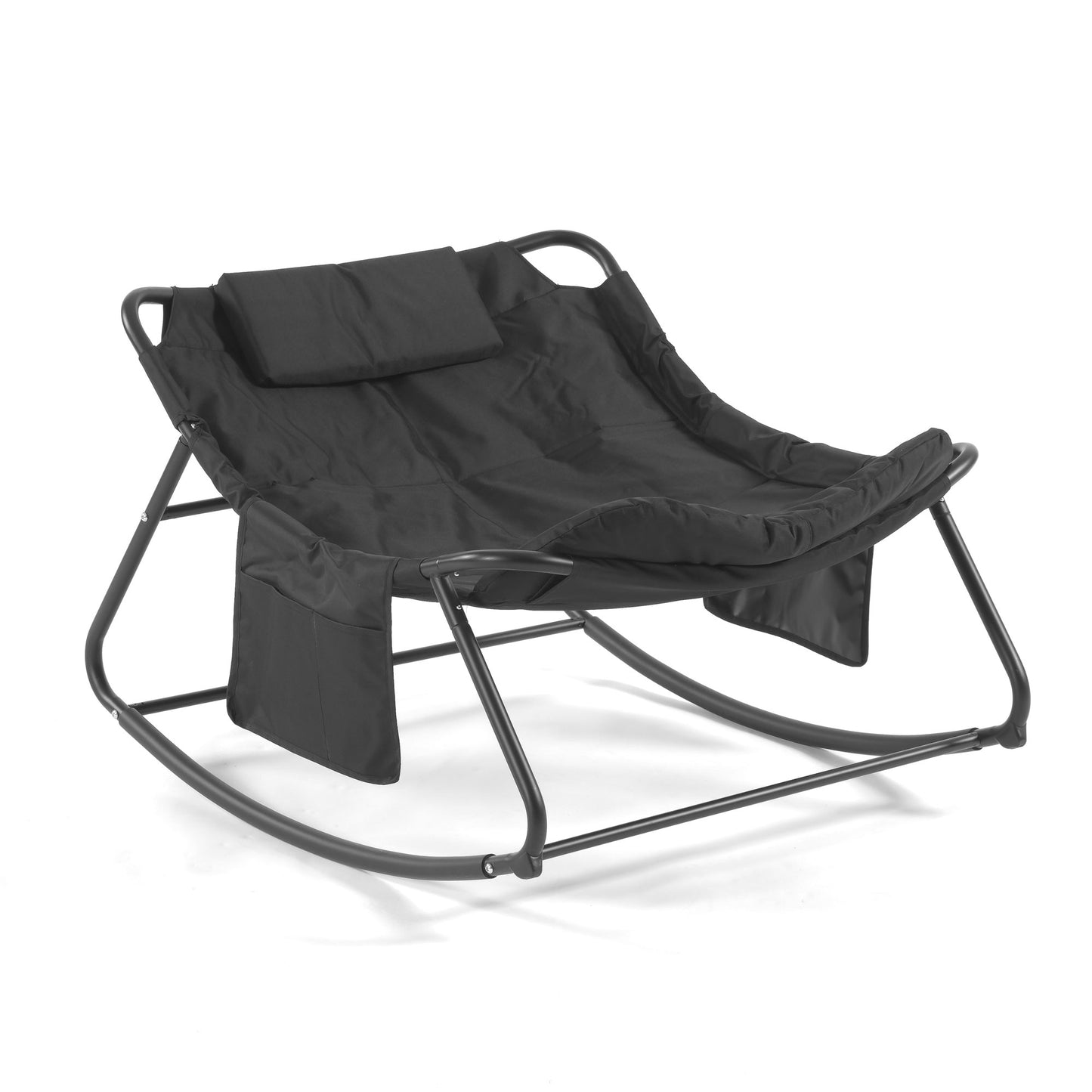 Compact Rocking Chair Lounger Padded Black