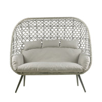 Naples Standing Outdoor Rattan Triple Garden Chair with Grey Cushions