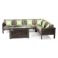 Aluminium Outdoor Dallas Corner Sofa Garden Set with Firepit table Coffee