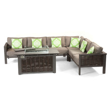 Aluminium Outdoor Dallas Corner Sofa Garden Set with Firepit table Coffee
