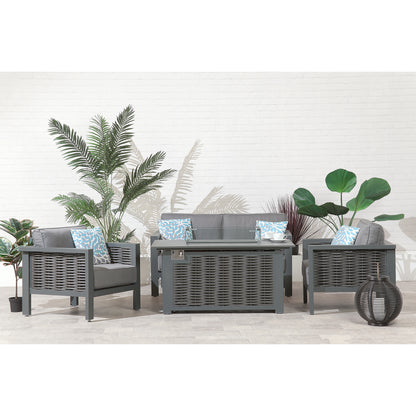 Aluminium Outdoor Dallas Grey Garden Sofa Set with Firepit table