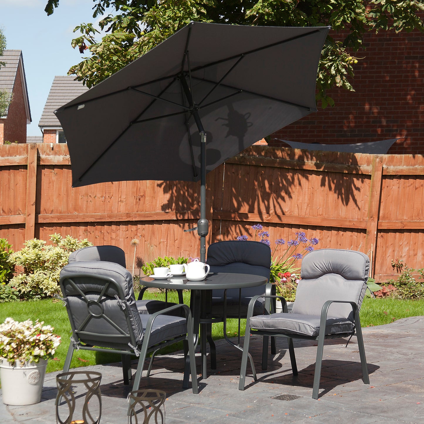Malvern 4 Seat Dining Collection with Parasol