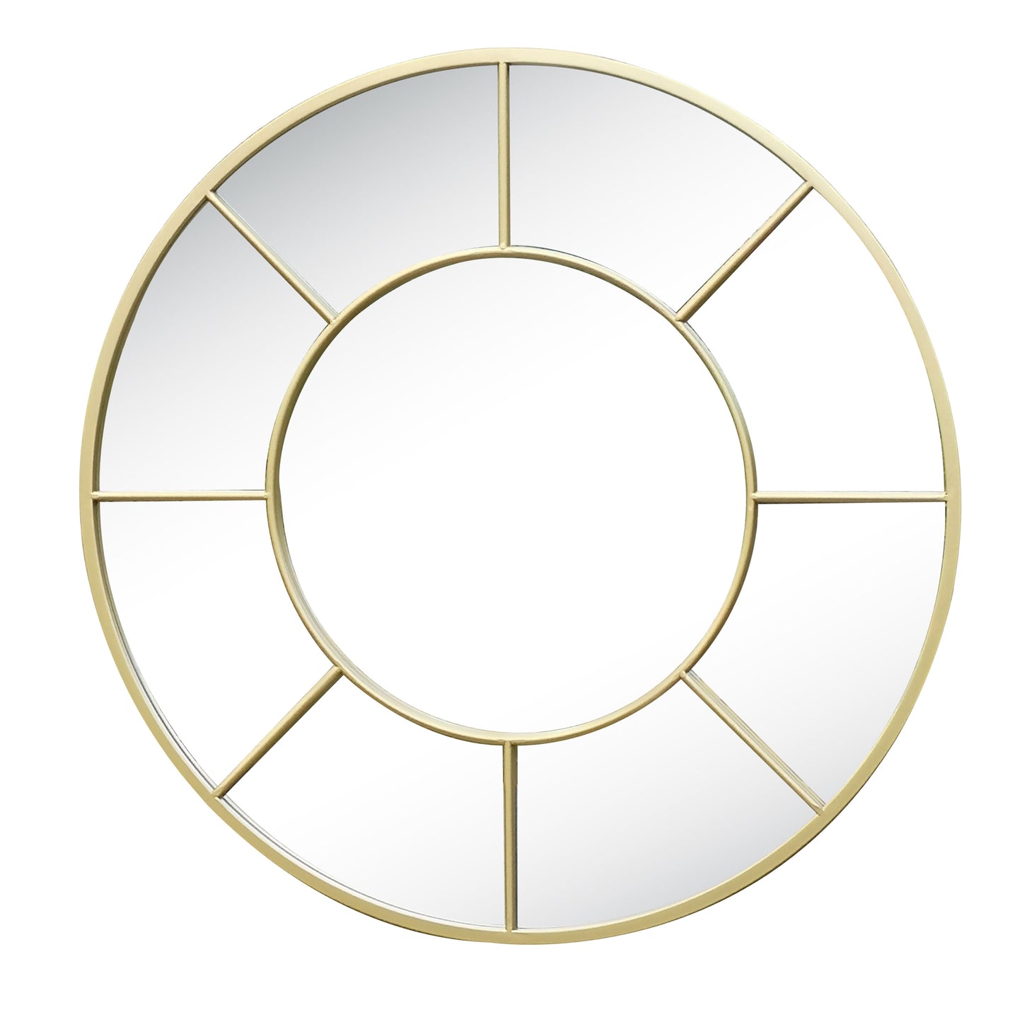 90cm Round Panelled Mirror Gold