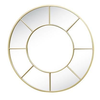 90cm Round Panelled Mirror Gold