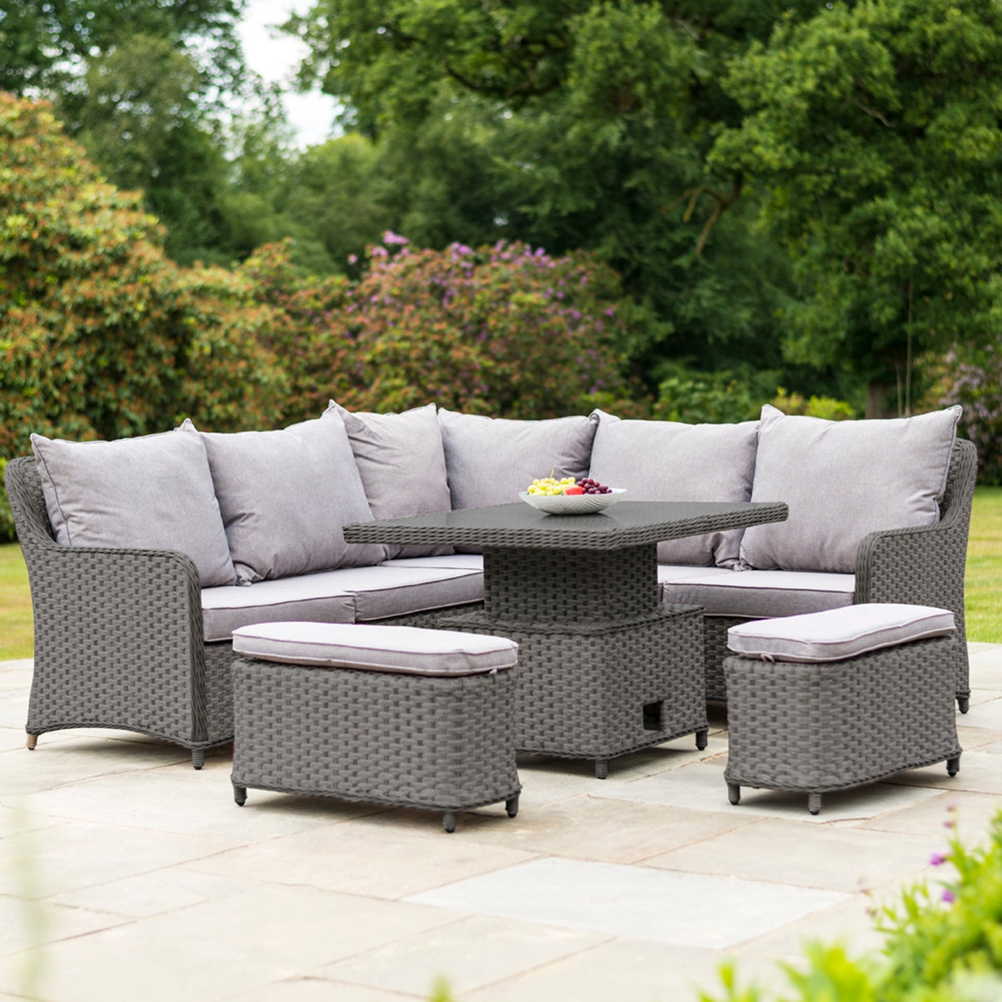 Alexander Rose Grand Grey Rattan Outdoor Corner Dining Garden Collection