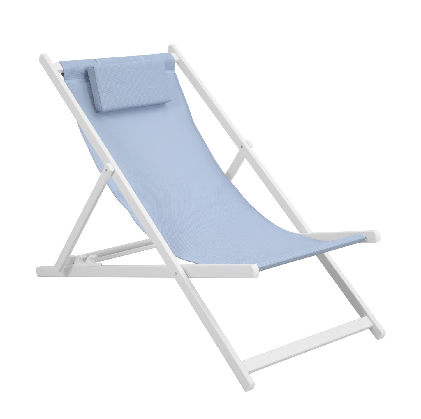 3 Position Aluminium Frame Deck Chair with Pillow-Blue