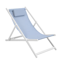 3 Position Aluminium Frame Deck Chair with Pillow-Blue
