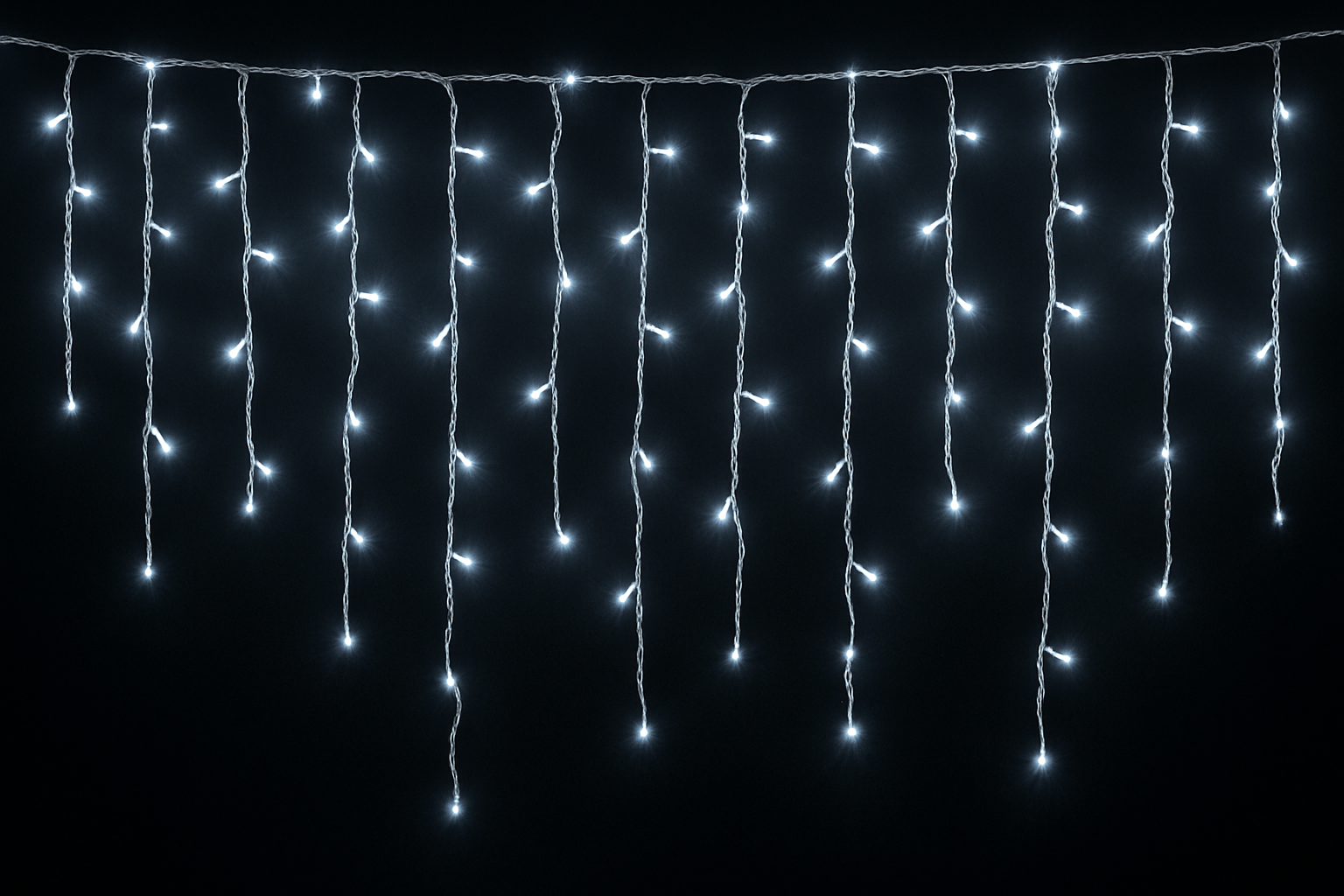 ice white icicle lights hanging down