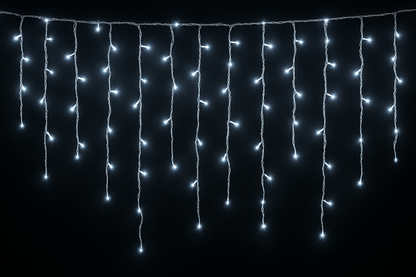 ice white icicle lights hanging down
