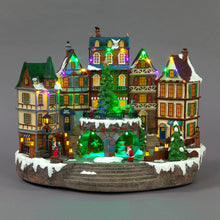 Large Christmas Resin Town Square Scene Rotating and Musical Decoration 33cm