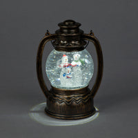 Battery Operated 18.7cm Water Lantern With Snowman Trio Ice White LEDs