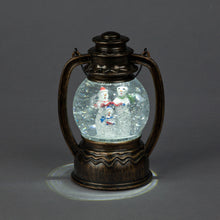 Battery Operated 18.7cm Water Lantern With Snowman Trio Ice White LEDs