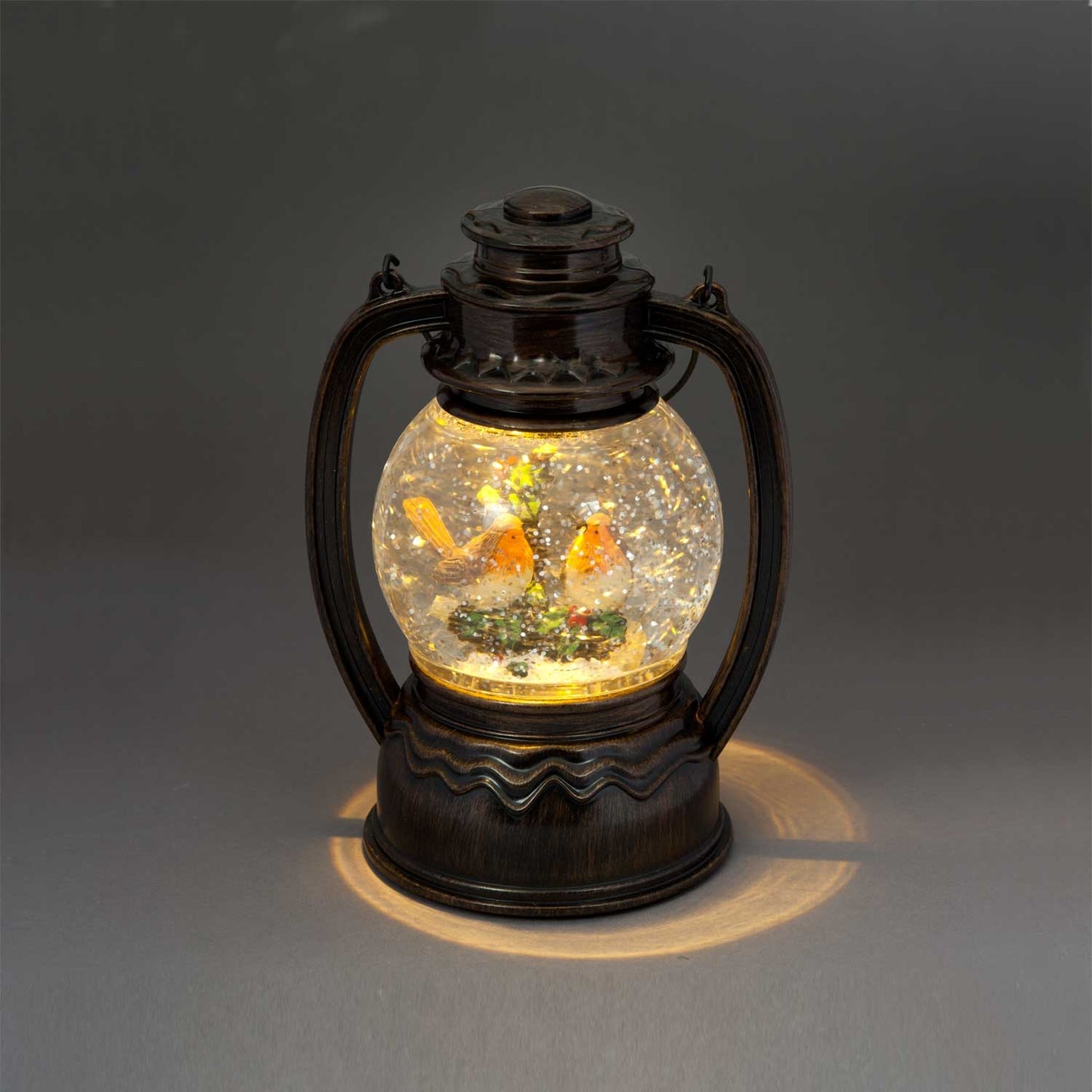 Water Round Lantern With Two Robins