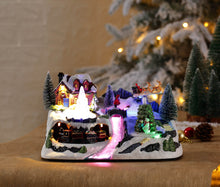 Battery Operated Christmas House with  2 rotating scenes (19.3cm)