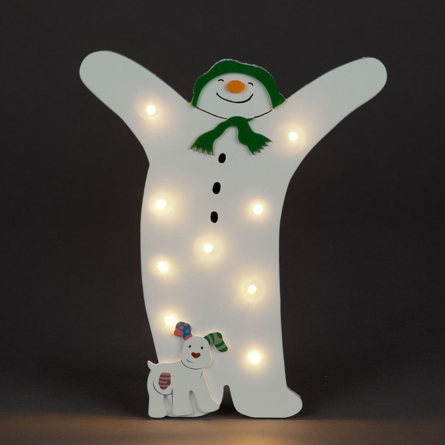 The Snowman And The Snowdog White Wood LED Christmas Decoration (25cm)