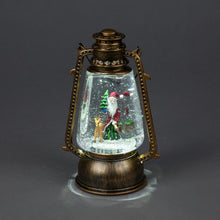 Battery Operated 24cm Golden Water Lantern w/Santa/Ice White LEDs Christmas Decoration