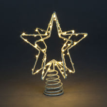 Battery Operated 3D Silver Tree Top Star With 60 Warm White LEDs