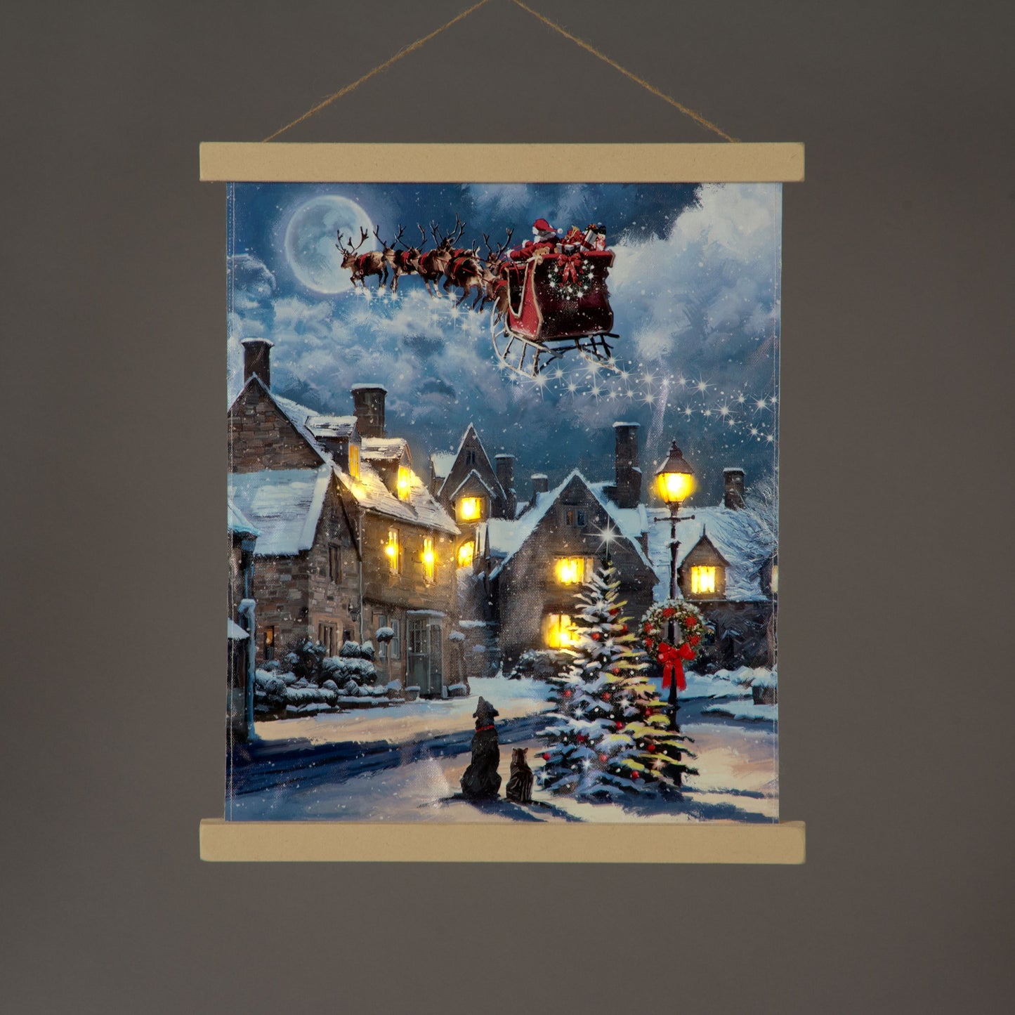 Battery Operated LED hanging Canvas Street Light  40cm x 47cm