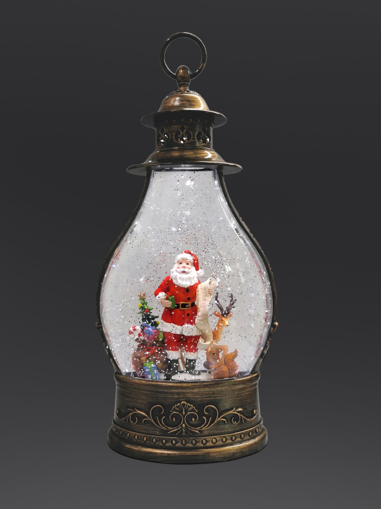 Battery Operated 35.6cm Water Lantern With Santa Scene