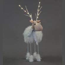 Battery Operated 66cm Plush White Christmas Reindeer with Lit Antlers